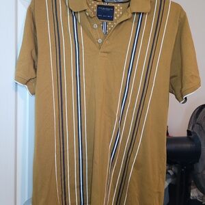 Perry Ellis Men's Brown Striped Polo Shirt